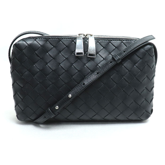 BOTTEGAVENETA ボッテガヴェネタ イントレチャート ショルダーバッグ ブラック 597329 VCPP1 8803 ユニセックス【中古】
