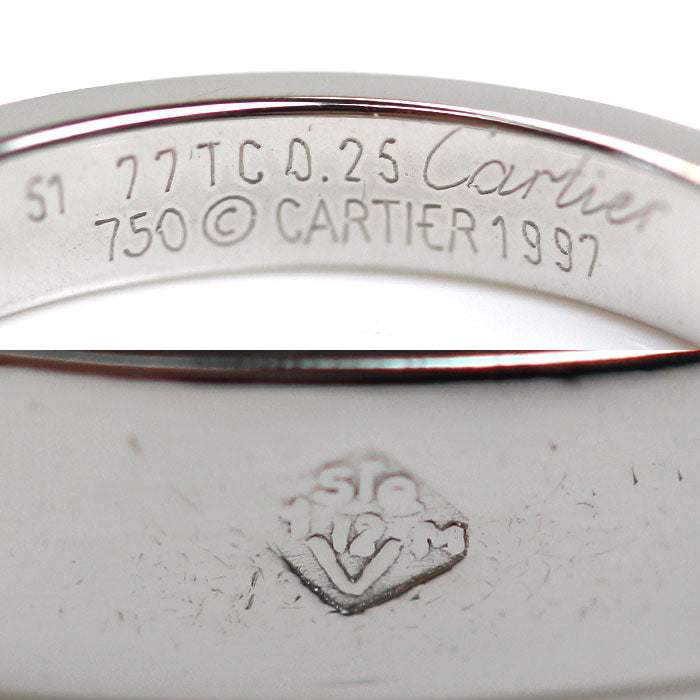 CARTIER カルティエ K18WG ホワイトゴールド タンク リング・指輪 ダイヤモンド0.25ct 11号 51 5.3g レディース【中古】