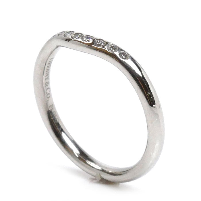 TIFFANY&Co. ティファニー Pt950プラチナ カーブドバンド 9Pダイヤ リング・指輪 60016940 ダイヤモンド 10号 3.7g レディース【中古】【美品】