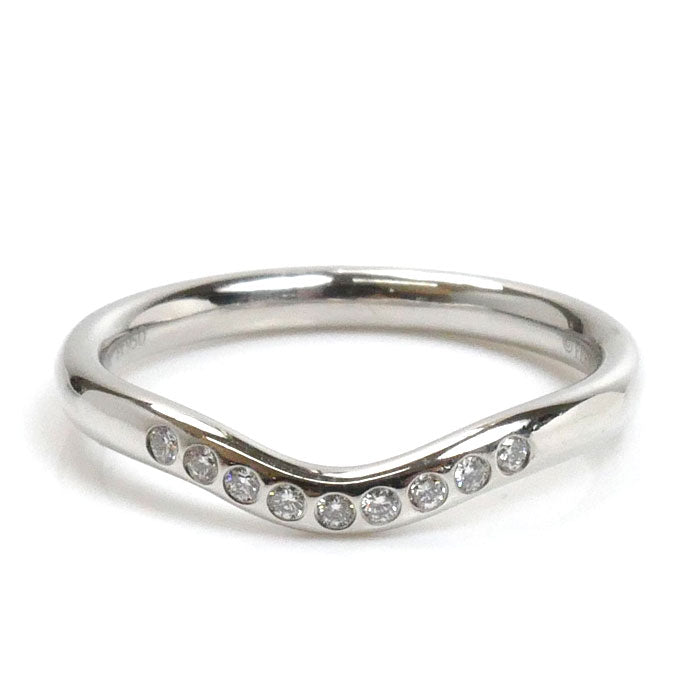 TIFFANY&Co. ティファニー Pt950プラチナ カーブドバンド 9Pダイヤ リング・指輪 60016940 ダイヤモンド 10号 3.7g レディース【中古】【美品】