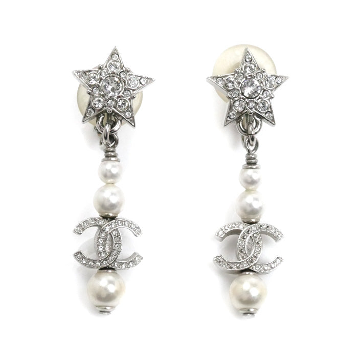CHANEL シャネル フェイクパール ラインストーン メタル スター イヤリング レディース【中古】