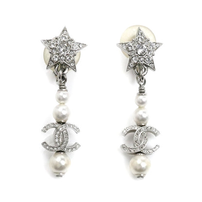 CHANEL シャネル フェイクパール ラインストーン メタル スター イヤリング レディース【中古】