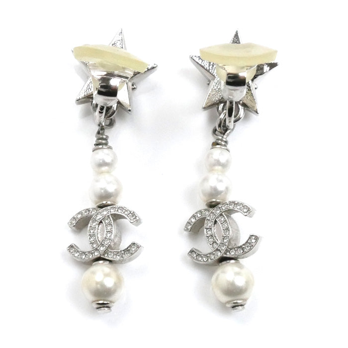 CHANEL シャネル フェイクパール ラインストーン メタル スター イヤリング レディース【中古】