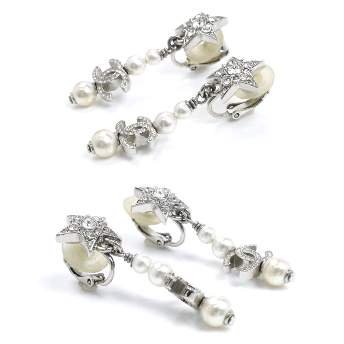 CHANEL シャネル フェイクパール ラインストーン メタル スター イヤリング レディース【中古】