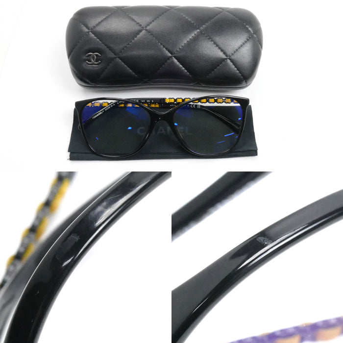 CHANEL シャネル ココマーク サングラス ブラック イエロー 3408-S-A C.1712/SB 54□16 140 レディース【中古】