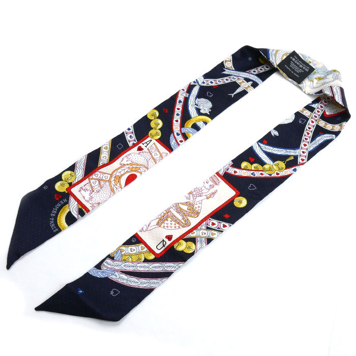 HERMES エルメス DAME DE COEUR ダム ドゥ クール ツイリー スカーフ ノワール/ルージュ/オール H063959S 01 ラインストーン レディース【中古】【美品】