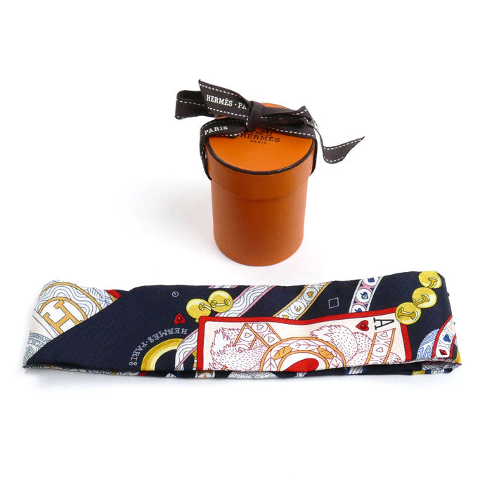 HERMES エルメス DAME DE COEUR ダム ドゥ クール ツイリー スカーフ ノワール/ルージュ/オール H063959S 01 ラインストーン レディース【中古】【美品】