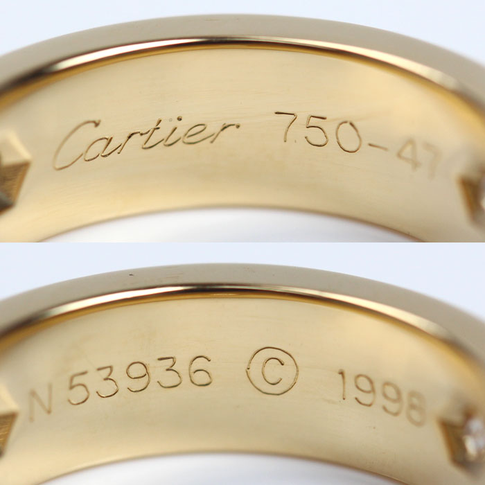 CARTIER カルティエ K18YG イエローゴールド ラブリング 3Pダイヤ リング・指輪 B4032447 ダイヤモンド 7号 47 7.4g レディース【中古】【美品】