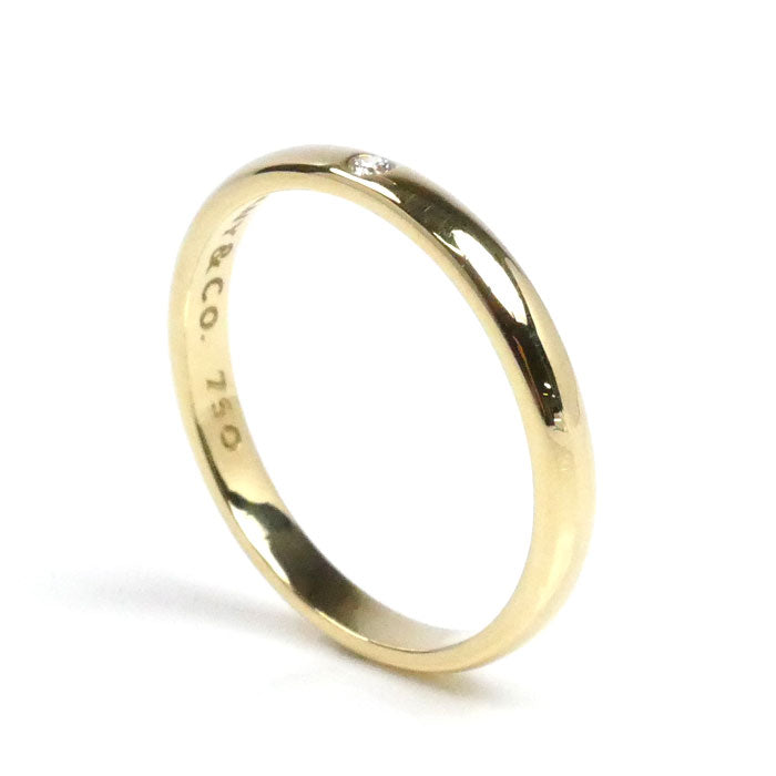 TIFFANY&Co. ティファニー K18YG イエローゴールド バンドリング 1Pダイヤ リング・指輪 60016280 ダイヤモンド 17号 3.0g ユニセックス【中古】【美品】