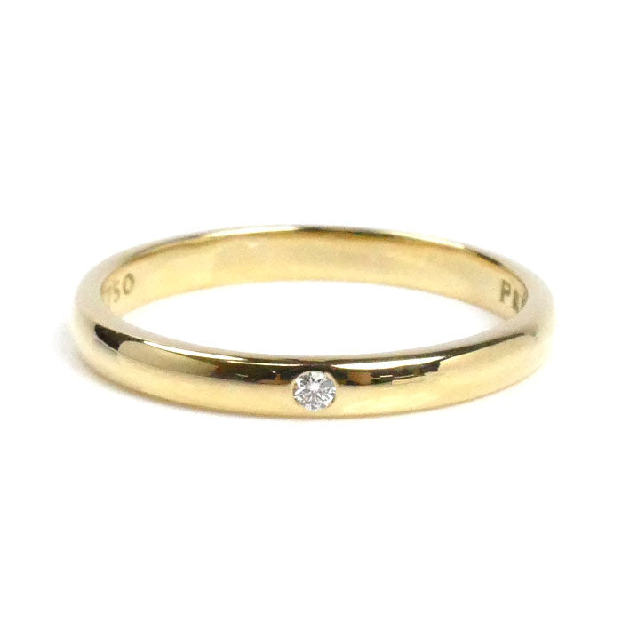 TIFFANY&Co. ティファニー K18YG イエローゴールド バンドリング 1Pダイヤ リング・指輪 60016280 ダイヤモンド 17号 3.0g ユニセックス【中古】【美品】