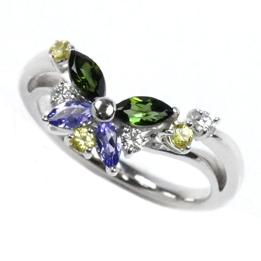 POLA ポーラ K18WG ホワイトゴールド リング・指輪 グリーントルマリン0.43ct ダイヤモンド0.10ct 11号 3.5g レディース【中古】