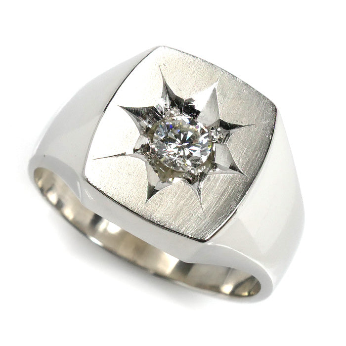 Pt900プラチナ 印台 リング・指輪 ダイヤモンド0.30ct 20号 19.6g メンズ【中古】