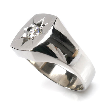 Pt900プラチナ 印台 リング・指輪 ダイヤモンド0.30ct 20号 19.6g メンズ【中古】