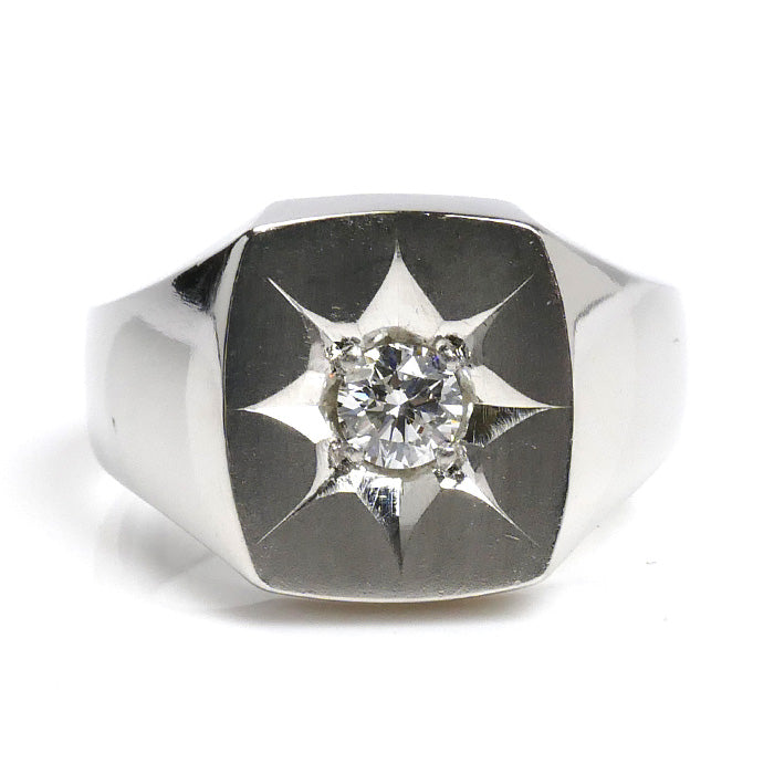 Pt900プラチナ 印台 リング・指輪 ダイヤモンド0.30ct 20号 19.6g メンズ【中古】