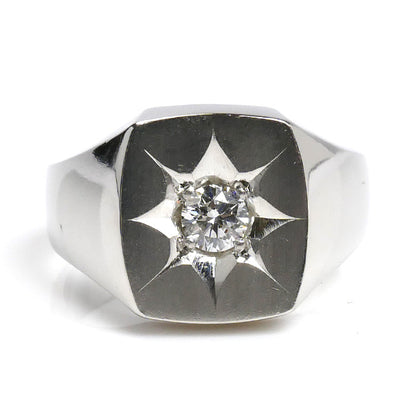 Pt900プラチナ 印台 リング・指輪 ダイヤモンド0.30ct 20号 19.6g メンズ【中古】