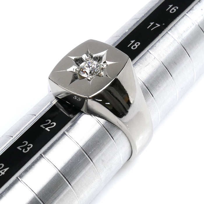 Pt900プラチナ 印台 リング・指輪 ダイヤモンド0.30ct 20号 19.6g