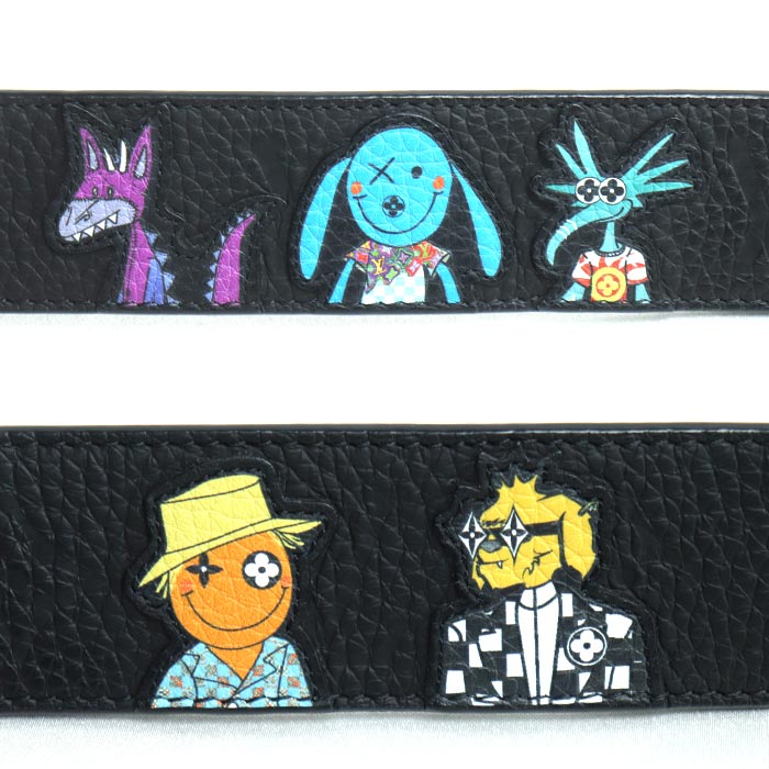 LOUIS VUITTON ルイ・ヴィトン サンチュール ベルト LVシェイプ LVフレンド ブラック マルチ MP293 BC4280 85/34 メンズ【中古】