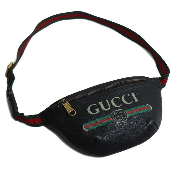 GUCCI グッチ シェリーライン ロゴプリント スモール ボディバッグ ブラック 527792 メンズ【中古】
