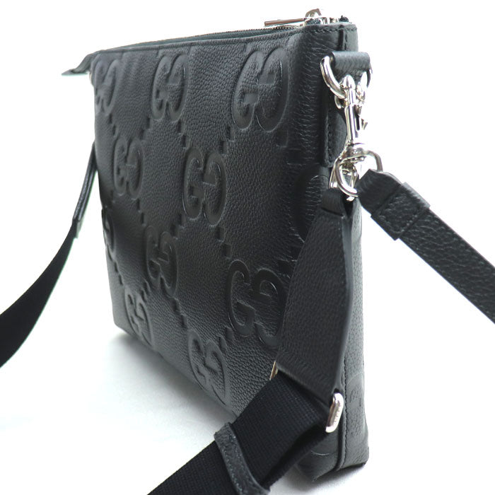 GUCCI グッチ ジャンボGG ミディアム クロスボディバッグ ショルダーバッグ ブラック 696009 AABY7 1000 メンズ【中古】【美品】