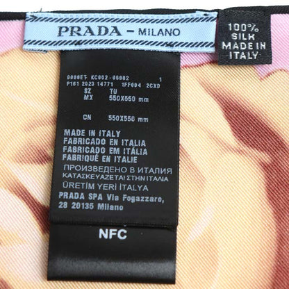 PRADA プラダ プリントシルクツイル スカーフ ダブルマッチ ローズ ピンク グレージュ 1FF004_2CXD_F0482 レディース【中古】【美品】
