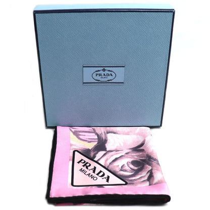 PRADA プラダ プリントシルクツイル スカーフ ダブルマッチ ローズ ピンク グレージュ 1FF004_2CXD_F0482 レディース【中古】【美品】