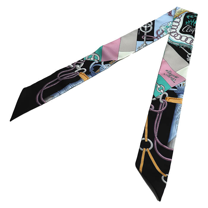 HERMES エルメス ツイリー クリケティス スカーフ ブラック マルチカラー 061574S レディース【中古】【美品】