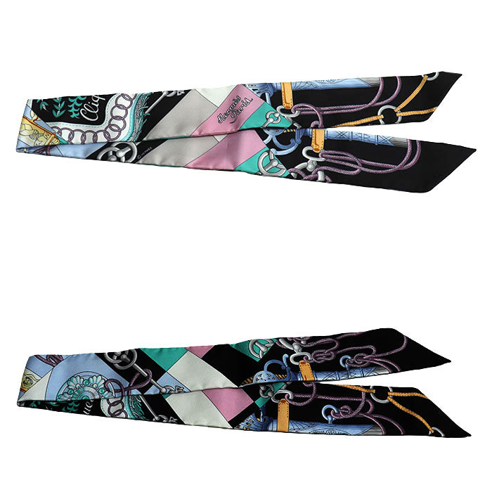 HERMES エルメス ツイリー クリケティス スカーフ ブラック マルチカラー 061574S レディース【中古】【美品】