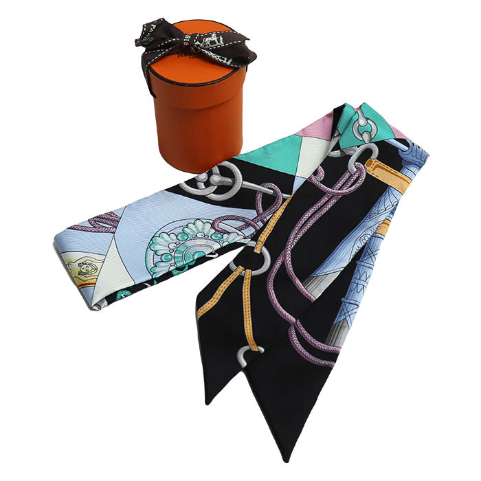 HERMES エルメス ツイリー クリケティス スカーフ ブラック マルチカラー 061574S レディース【中古】【美品】
