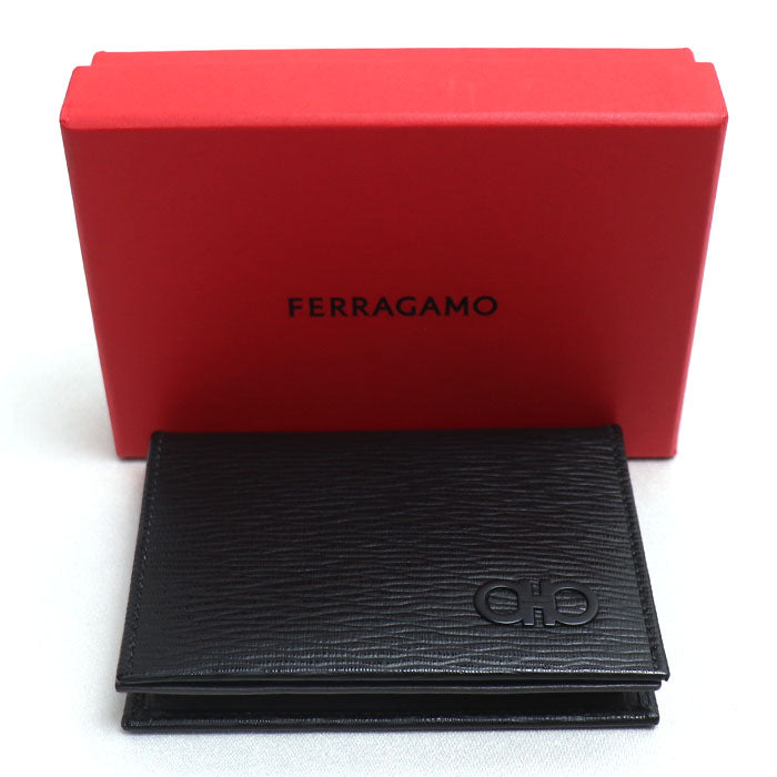 Salvatore Ferragamo サルヴァトーレフェラガモ ガンチーニ 名刺入れ ブラック 66A062 レディース【中古】【極美品】