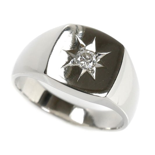 Pt900プラチナ 印台 リング・指輪 ダイヤモンド0.11ct 17号 13.0g ユニセックス【中古】【美品】