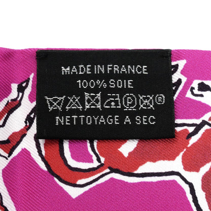 HERMES エルメス ツイリー chevaux en liberte 自由の馬 スカーフ ピンク/レッド/ホワイト 063803S 16 レディース【中古】【美品】