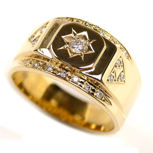 K18YG イエローゴールド リング・指輪 ダイヤモンド0.22ct 19.5号 9.4g メンズ【中古】