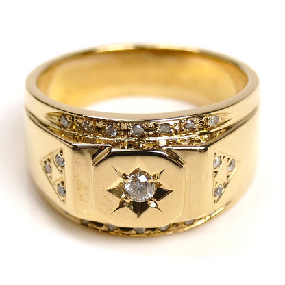 K18YG イエローゴールド リング・指輪 ダイヤモンド0.22ct 19.5号 9.4g メンズ【中古】