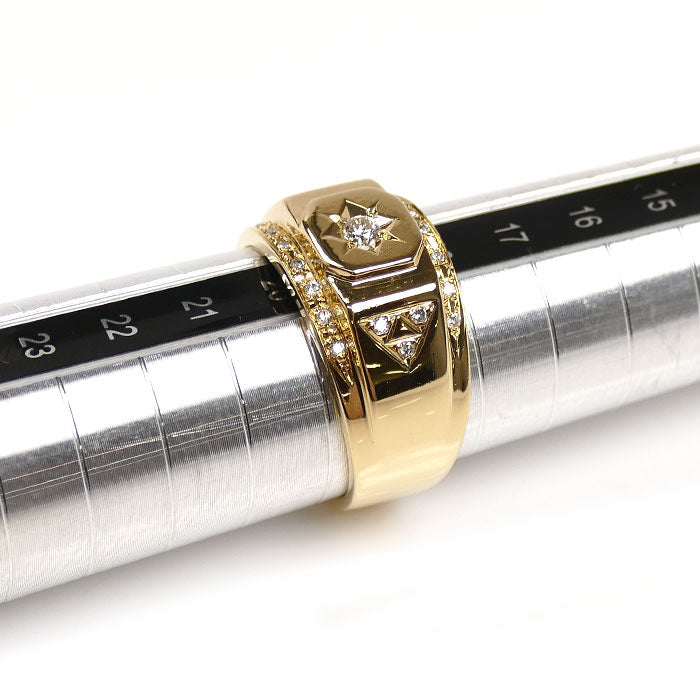 K18YG イエローゴールド リング・指輪 ダイヤモンド0.22ct 19.5号 9.4g メンズ【中古】