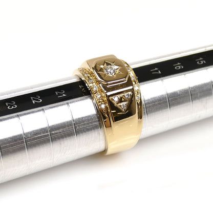 K18YG イエローゴールド リング・指輪 ダイヤモンド0.22ct 19.5号 9.4g メンズ【中古】