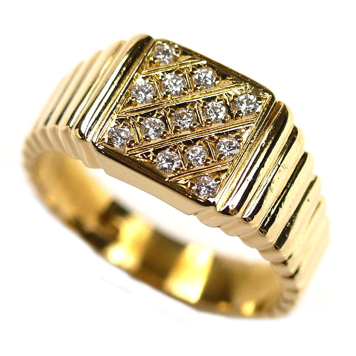 K18YG イエローゴールド リング・指輪 ダイヤモンド0.25ct 18号 6.8g メンズ【中古】