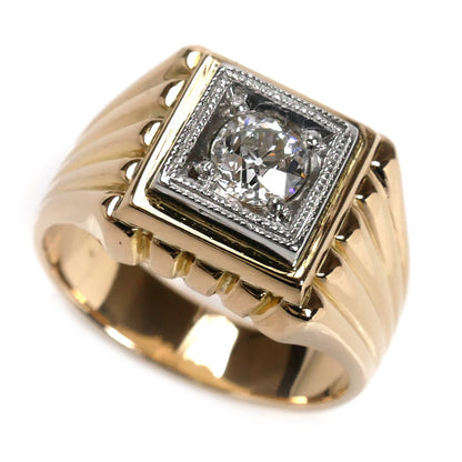 K18YG イエローゴールド Pt900プラチナ リング・指輪 ダイヤモンド0.57ct 17.5号 17.8g メンズ【中古】【美品】