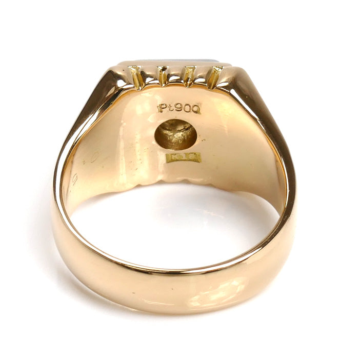 K18YG イエローゴールド Pt900プラチナ リング・指輪 ダイヤモンド0.57ct 17.5号 17.8g メンズ【中古】【美品】