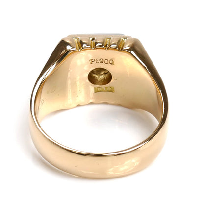 K18YG イエローゴールド Pt900プラチナ リング・指輪 ダイヤモンド0.57ct 17.5号 17.8g メンズ【中古】【美品】