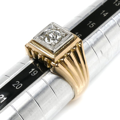 K18YG イエローゴールド Pt900プラチナ リング・指輪 ダイヤモンド0.57ct 17.5号 17.8g メンズ【中古】【美品】