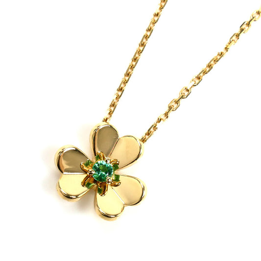 Van Cleef & Arpels ヴァンクリーフ＆アーペル K18YG イエローゴールド フリヴォル ミニ ミニ エメラルド ネックレス VCAR7SB00 3.2g 38/40cm レディース【中古】【美品】