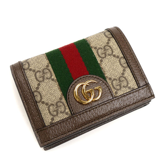 GUCCI グッチ オフィディア GG カードケース ウォレット 二つ折り財布 ベージュ/エボニー 523155 96IWG 8745 レディース【中古】【美品】