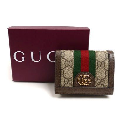 GUCCI グッチ オフィディア GG カードケース ウォレット 二つ折り財布 ベージュ/エボニー 523155 96IWG 8745 レディース【中古】【美品】