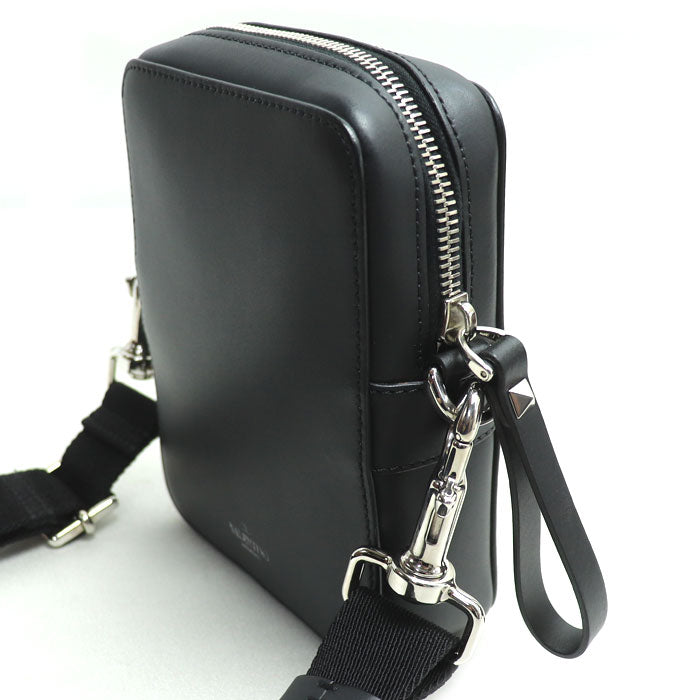 Valentino Garavani ヴァレンティノ・ガラヴァーニ スモールクロス VLTN ショルダーバッグ ブラック メンズ【中古】