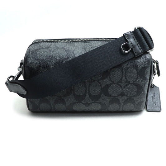COACH コーチ アクセル クロスボディー シグネチャー ショルダーバッグ チャコール/ブラック CJ674 QBO4G  メンズ【中古】【美品】