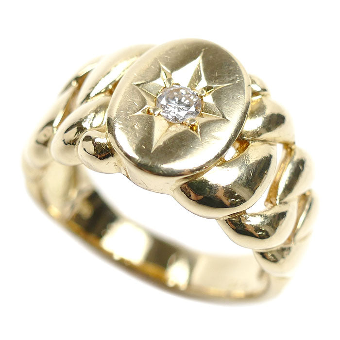 K18YG イエローゴールド リング・指輪 ダイヤモンド0.15ct 19.5号 9.5g メンズ【中古】