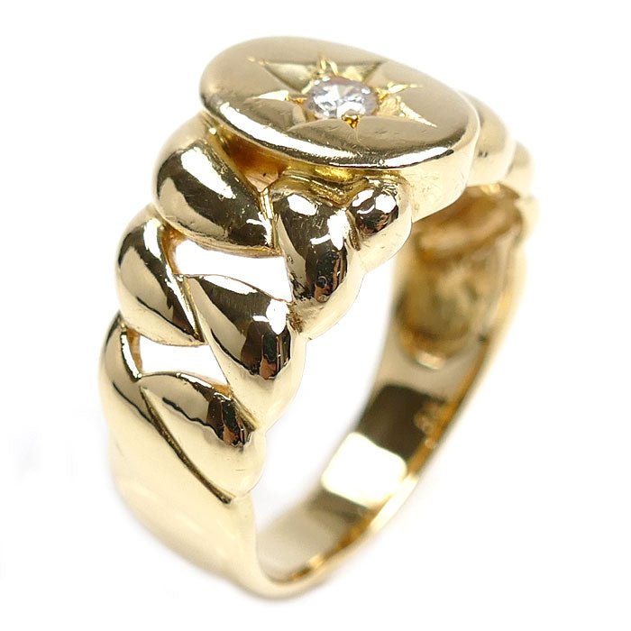K18YG イエローゴールド リング・指輪 ダイヤモンド0.15ct 19.5号 9.5g メンズ【中古】