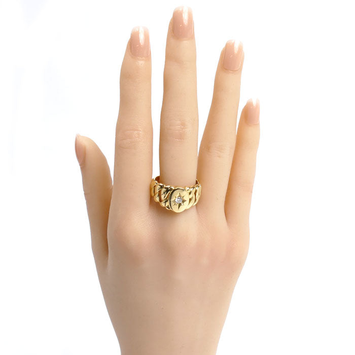 K18YG イエローゴールド リング・指輪 ダイヤモンド0.15ct 19.5号 9.5g メンズ【中古】