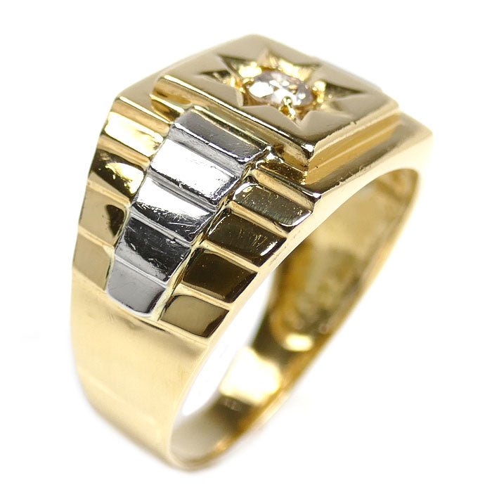 K18YG/Pt900 リング・指輪 ダイヤモンド0.20ct 20号 6.6g メンズ【中古】