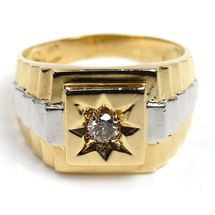 K18YG/Pt900 リング・指輪 ダイヤモンド0.20ct 20号 6.6g メンズ【中古】